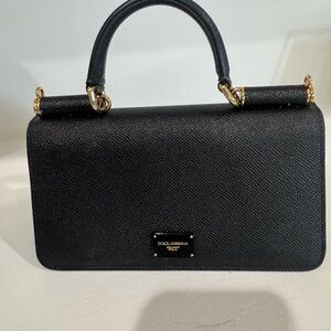Dolce & Gabbana Black Leather with Gold Accents
